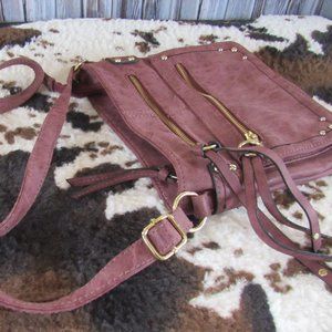Plum Colored Suede Like Shoulder Bag Purse